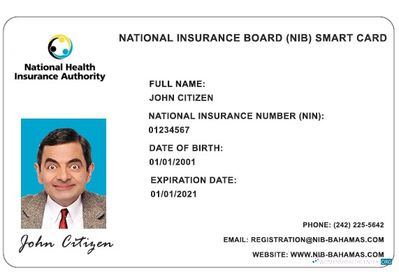 Download Bahamas NIB health insurance card Photoshop template
